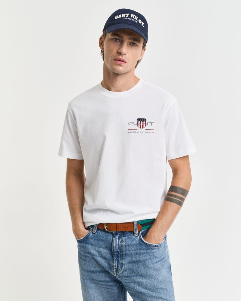 Gant - T-Shirt  Bequem sitzend-Regular Archive Shield EMB, für Herren, Weiss, Größe 3XL