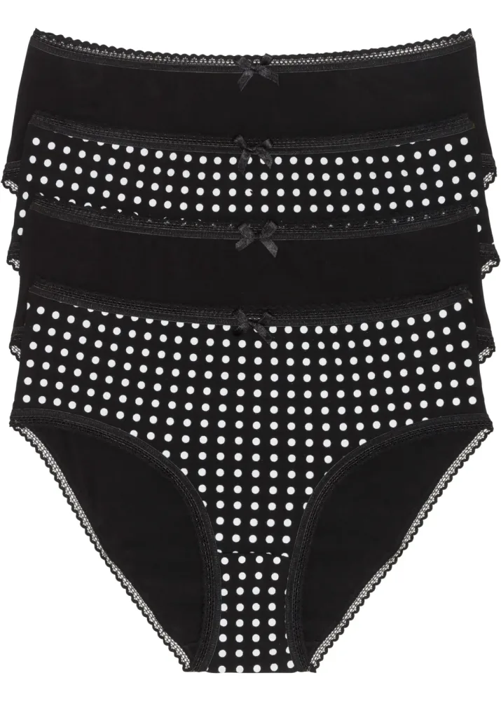 bonprix Maxislip Packung, 4 Stk. klassischer Stil, figurnaher Schnitt, mit dekorativer Schleife