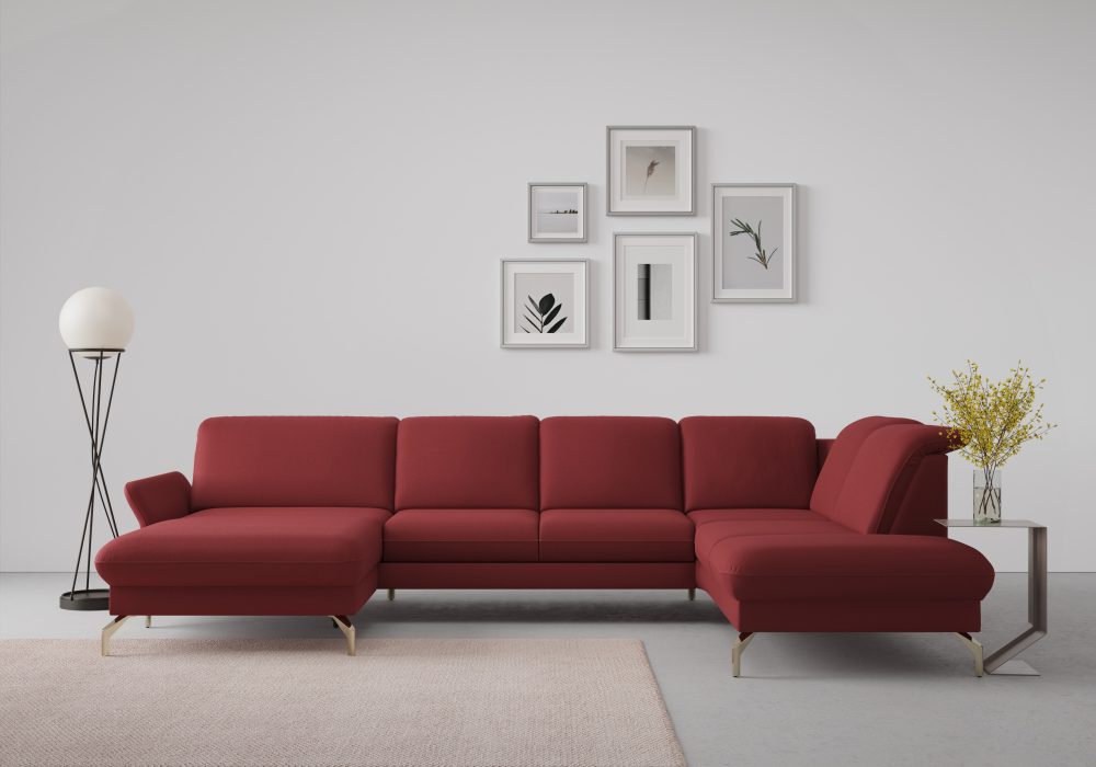 sit&more Wohnlandschaft »Fashion«, wahlweise mit Kopfteilverstellung und Vorziehsitz, motorisch, mit satinierten Nickelfüssen