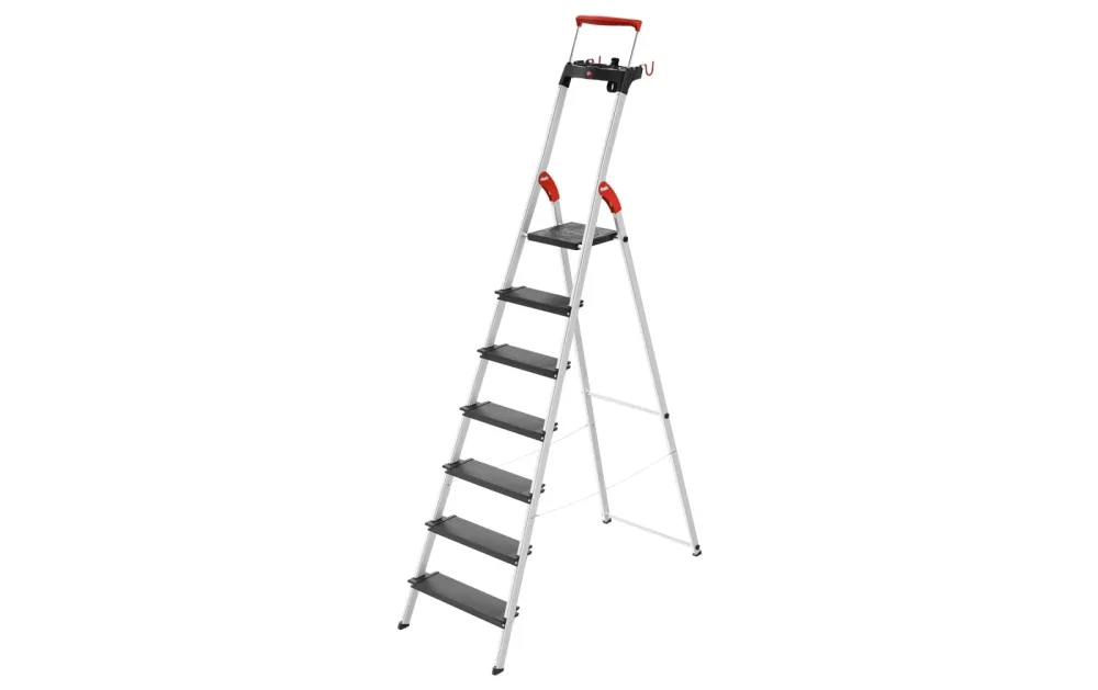 Hailo L100 TOPLINE 8050-707 Aluminium Stufen-Stehleiter inkl. Werkzeugablage Arbeitshöhe (max.): 3.5 m Silber, Schwarz,