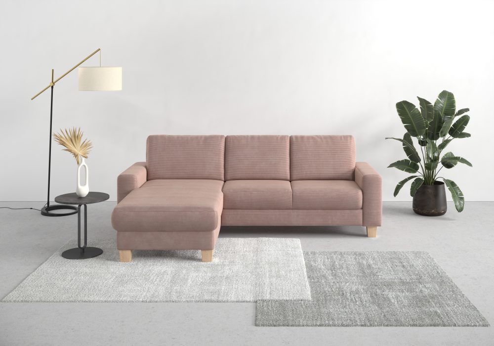 Home affaire Ecksofa »Summer«, mit Recamiere, mit oder ohne Bettfunktion und Bettkasten, Cord-Bezug