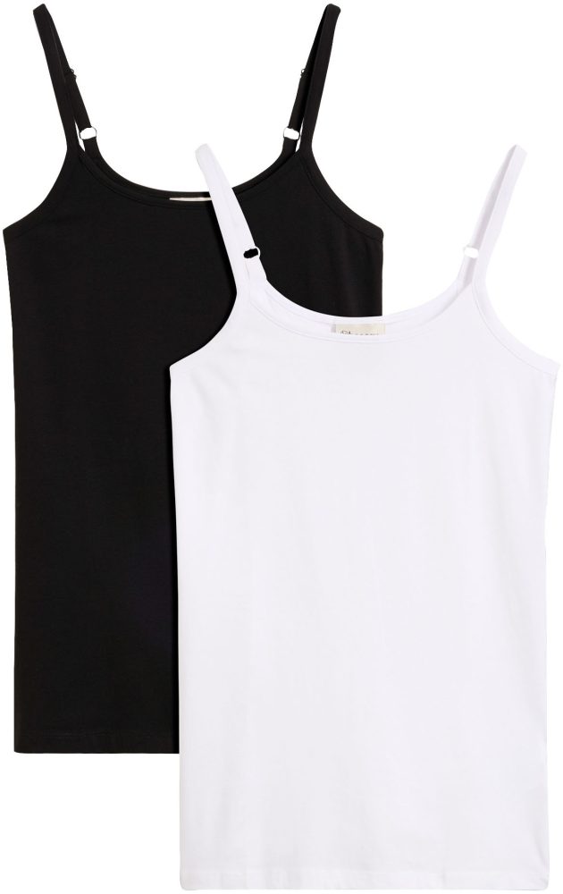 bonprix Shirttop Packung, 2 Slim fit, ohne Ärmel, langer Schnitt, aus Baumwolle mit Elasthan