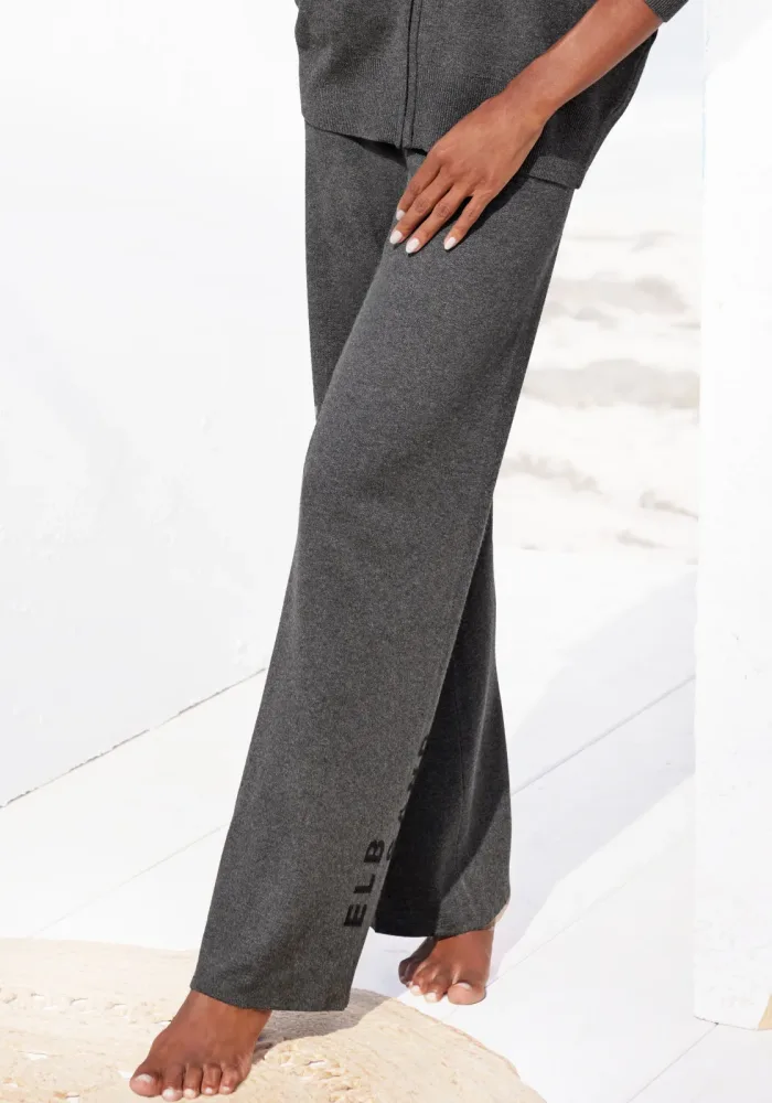 Elbsand Strickhose mit weitem Bein und eingestricktem Logo, Loungewear
