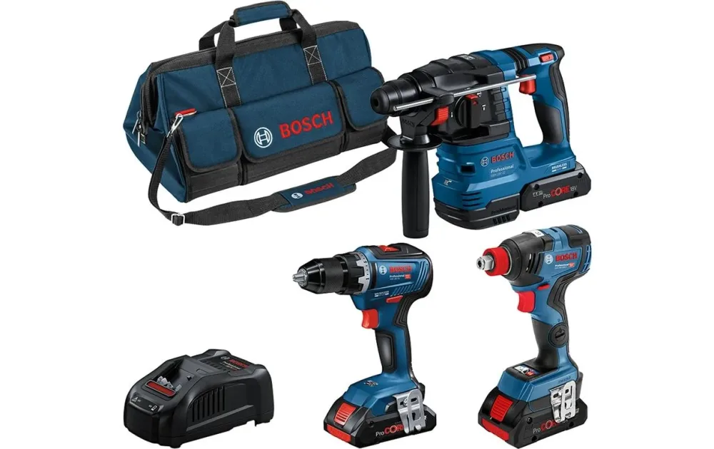 Bosch Professional, Unsere Neuheiten, Bosch 3Tool Kit GSR 18V-55+ GDX 18V-200+ GBH 18V-22+ 3 x 4.0Ah (PC)+ GAL 1880CV (C), Produkte & Wohnen