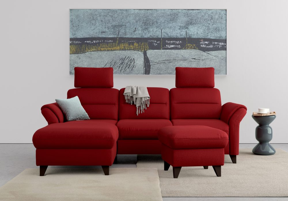 sit&more Ecksofa »Mellum«, inklusive Federkern, wahlweise mit Bettfunktion, Bettkasten und Armteilfunktion