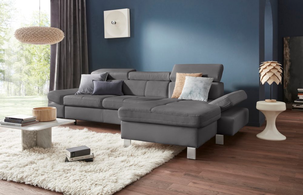 exxpo - sofa fashion Ecksofa, mit Kopf- bzw. Rückenverstellung, wahlweise mit Bettfunktion und Bettkasten