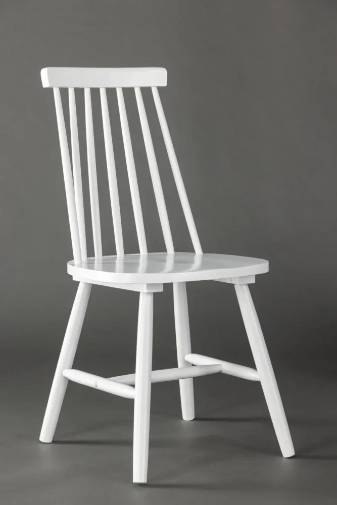 Stuhl 2er-Set Kobula Weiss Holz B 43 cm - Material: Gummibaum - Stuhl 2er-Set