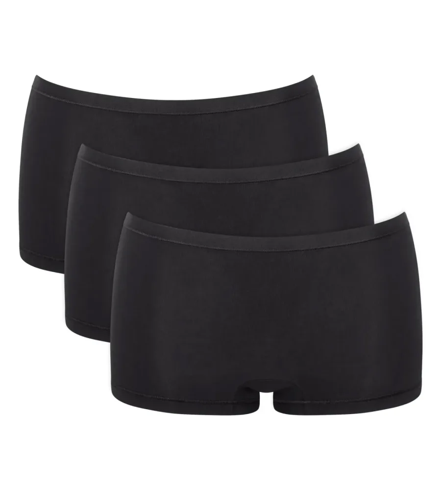 Sloggi - Slip  3er Pack Bequem sitzend-GO Daily Cotton Short 3P, S, Schwarz