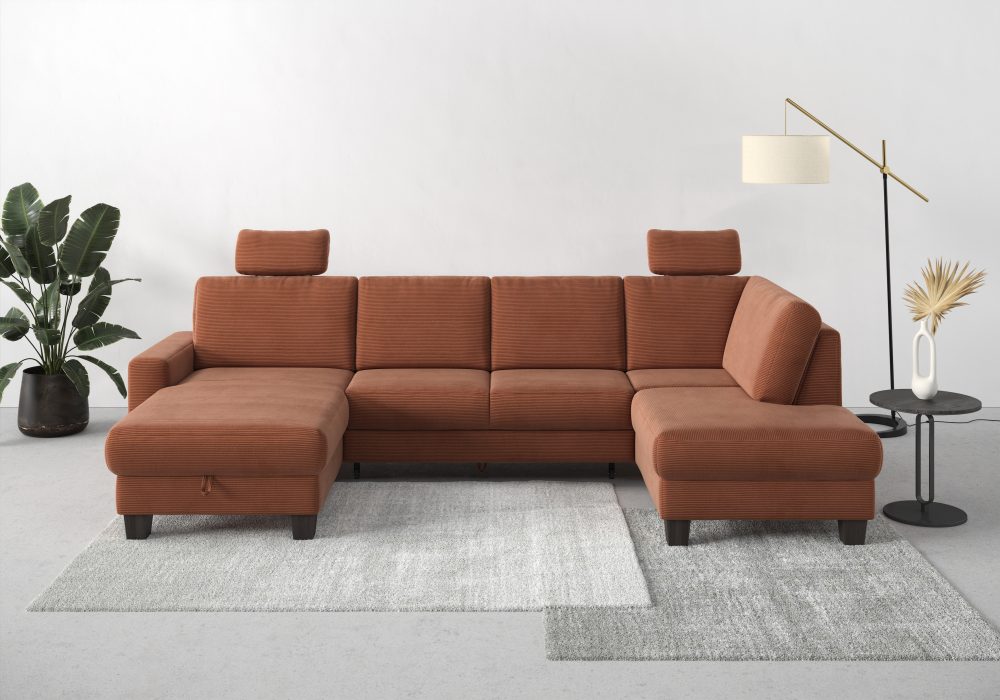 Home affaire Wohnlandschaft »Summer«, mit oder ohne Bettfunktion und Bettkasten, wengefarbene Holzfüsse