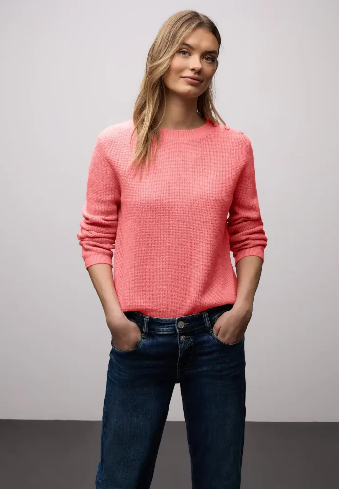 STREET ONE Strickpullover mit Knopfdetail