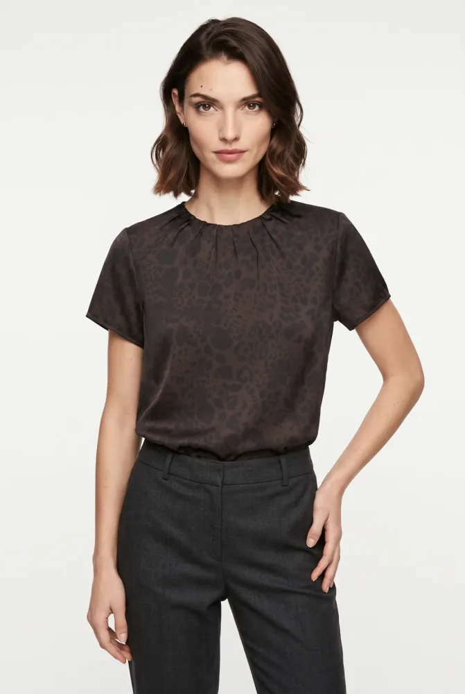 s.Oliver BLACK LABEL Kurzarmbluse Sommerbluse mit Animal-Print