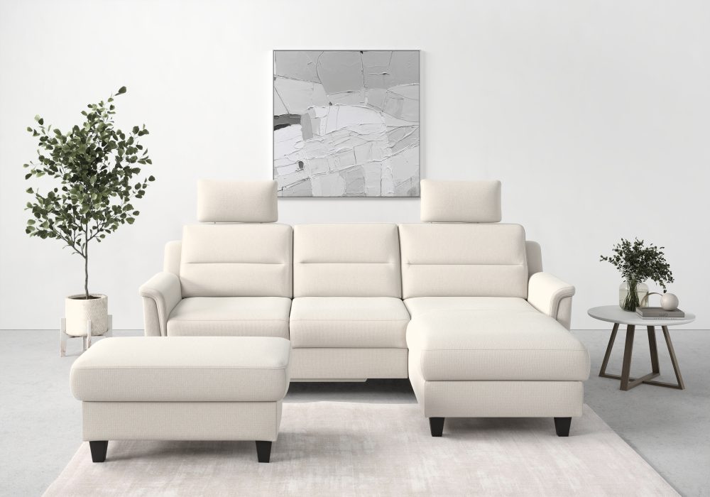 sit&more Ecksofa »Farö«, inklusive Federkern, mit wengefarbenen Füssen, wahlweise mit Bettfunktion und Bettkasten