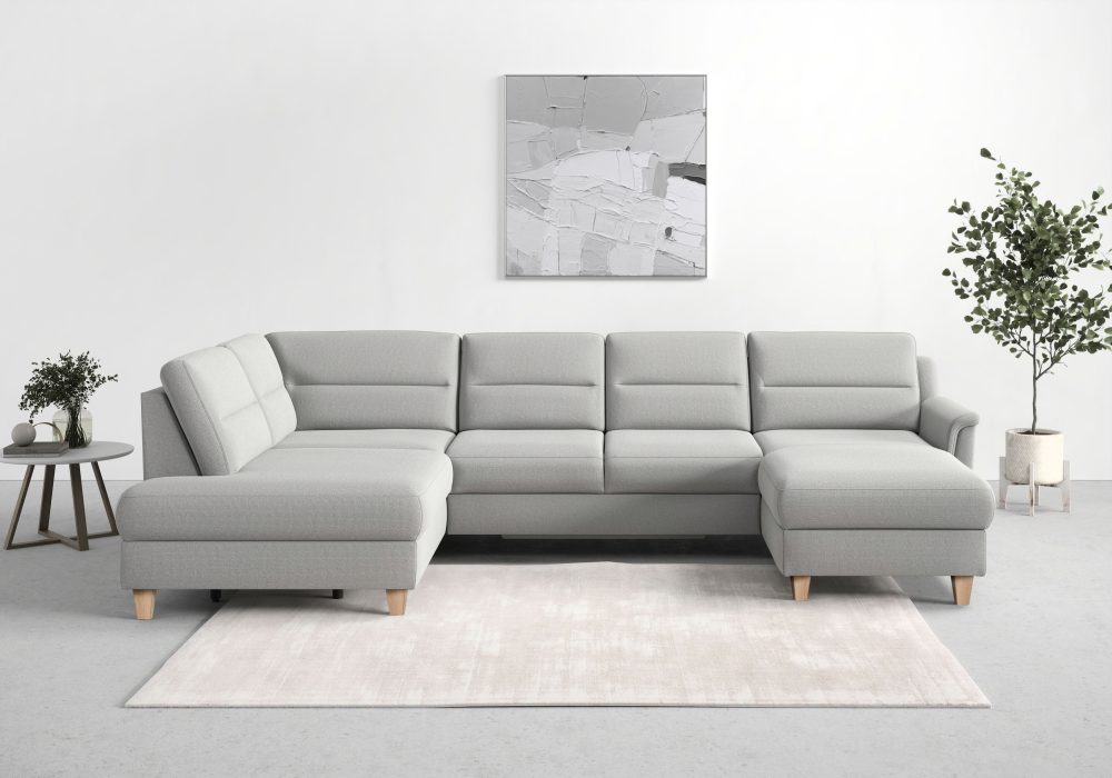 sit&more Wohnlandschaft »Farö«, inklusive Federkern, mit naturfarbenen Füssen, wahlweise mit Bettfunktion und Bettkasten