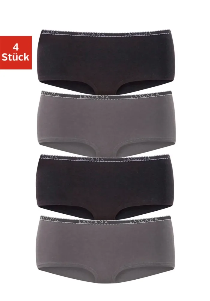 LASCANA Panty 4er-Pack, aus elastischer Baumwoll-Qualität