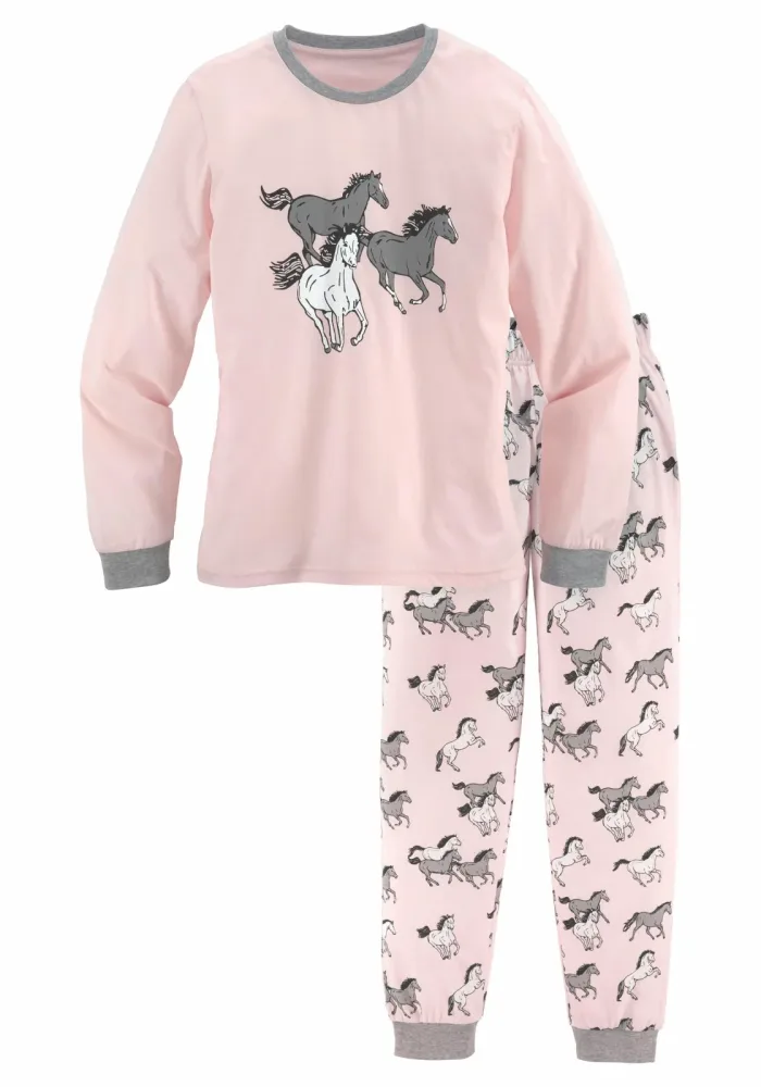 petite fleur Pyjama 1 Stück, 2 tlg. Schlafanzug in langer Form mit Pferde Print