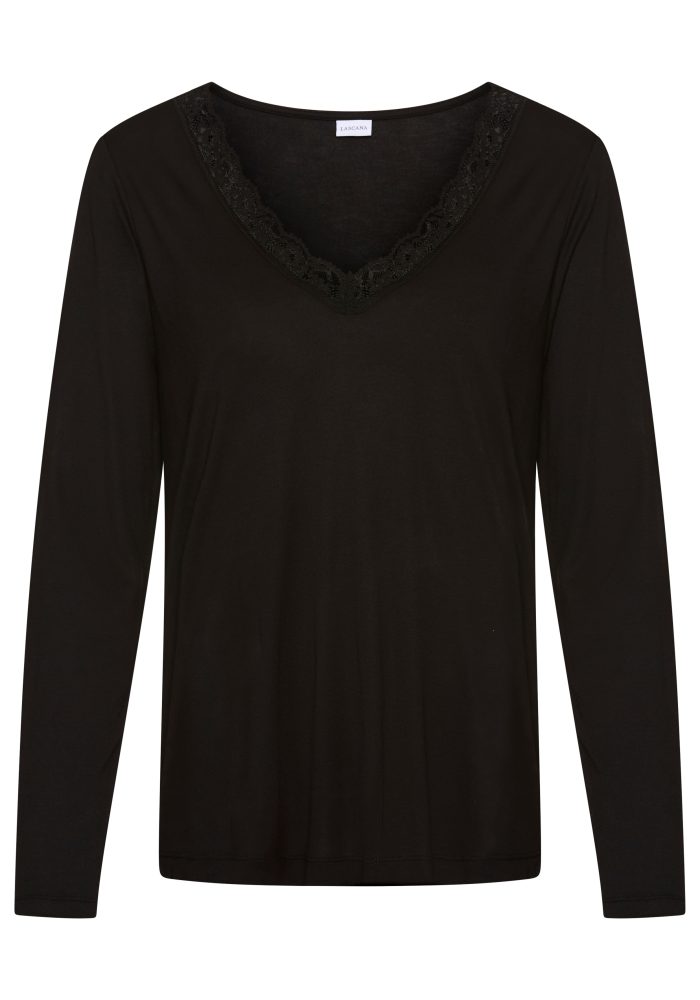 Lascana - Shirt, langarm, für Damen, Schwarz, Größe 44-46