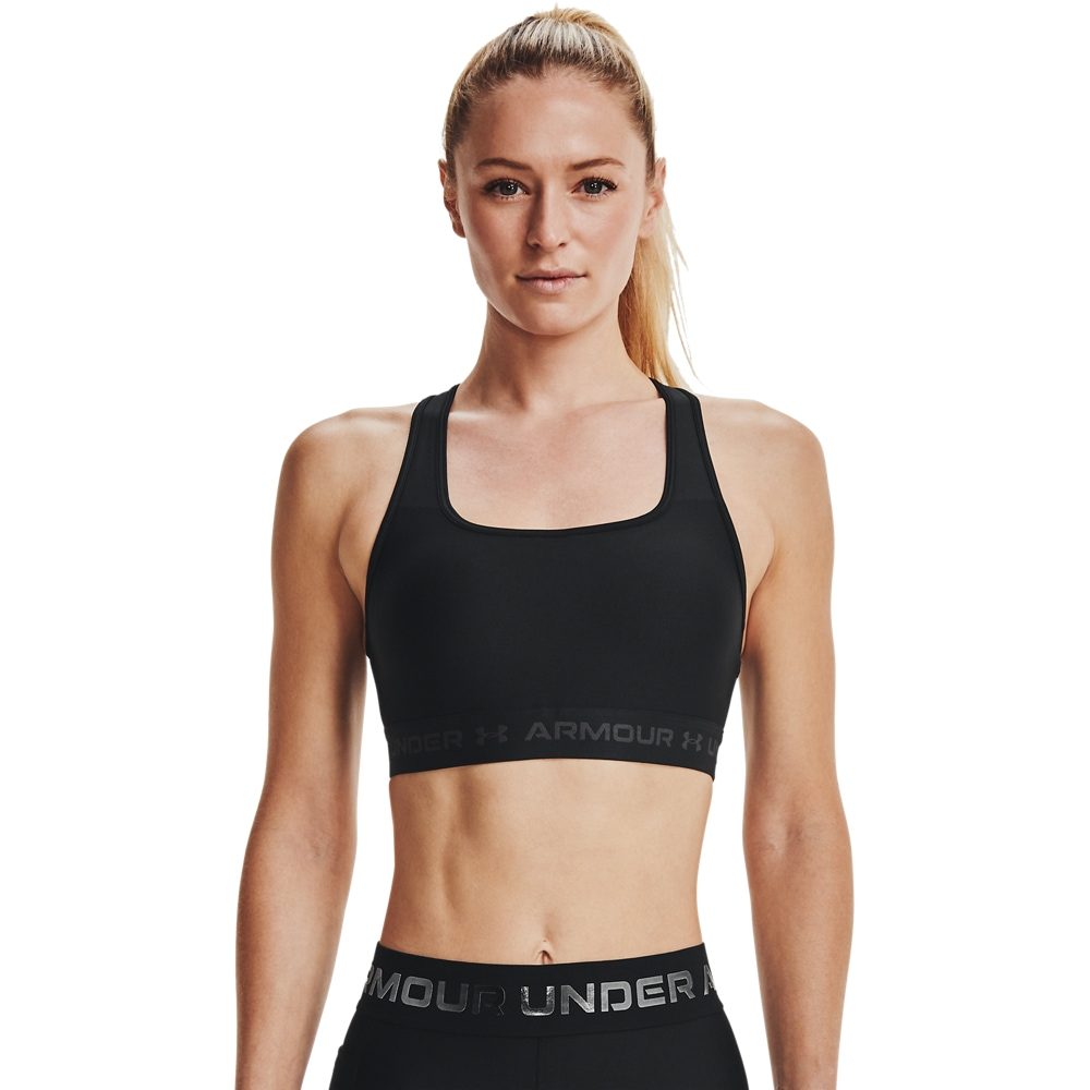 Under Armour Crossback Mid Sport-BH Damen - Schwarz, Grau