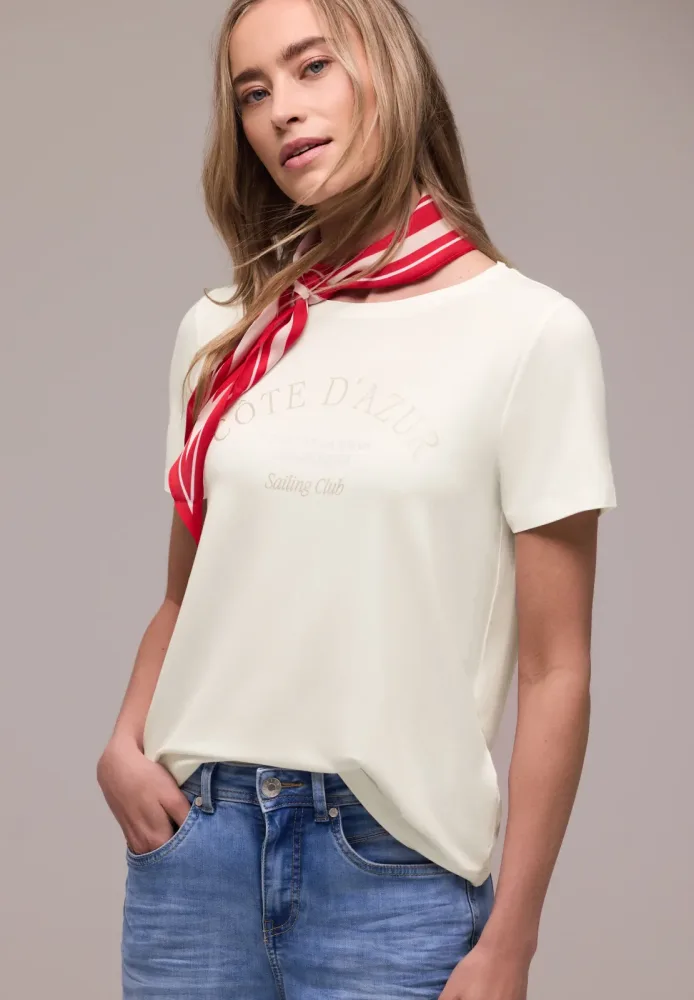 STREET ONE Rundhalsshirt Sommershirt mit Wording-Print