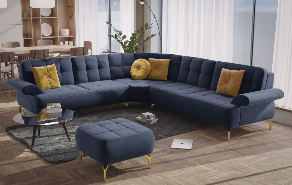 sit&more Ecksofa »Orient 1«, inkl. 4 Zierkissen mit Strass-Stein, goldfarbene Metallfüsse