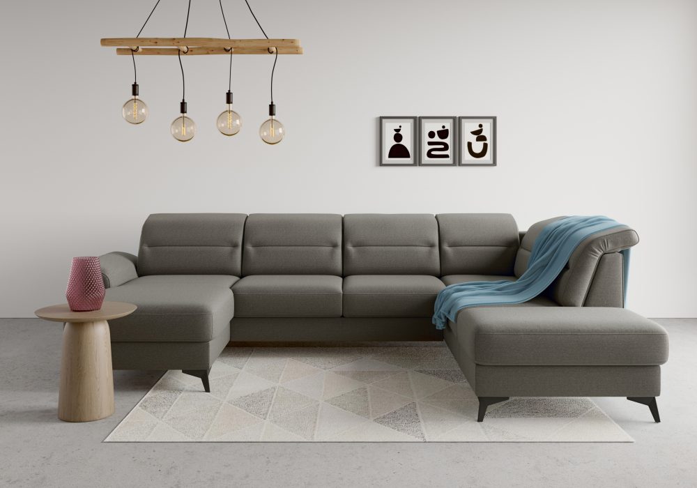 sit&more Wohnlandschaft »Sinatra«, optional mit Kopfteilverstellung und Armteilfunktion oder mit Kopfteilverstellung, Armteilfunktion, Bettfunktion und Stauraum, mattschwarze Metallfüsse