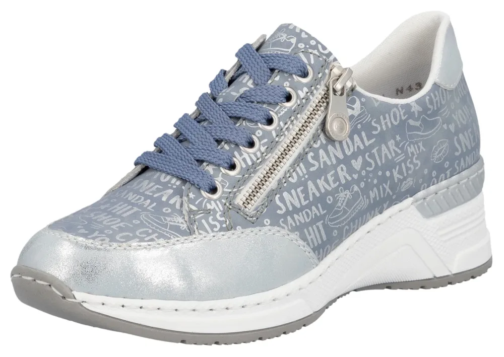 Rieker Sneaker mit Lettern bedruckt, Freizeitschuh, Halbschuh, Schnürschuh