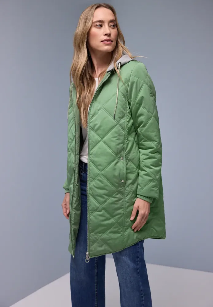 STREET ONE Steppjacke mit Kapuze mit abnehmbarer Jersey-Kapuze