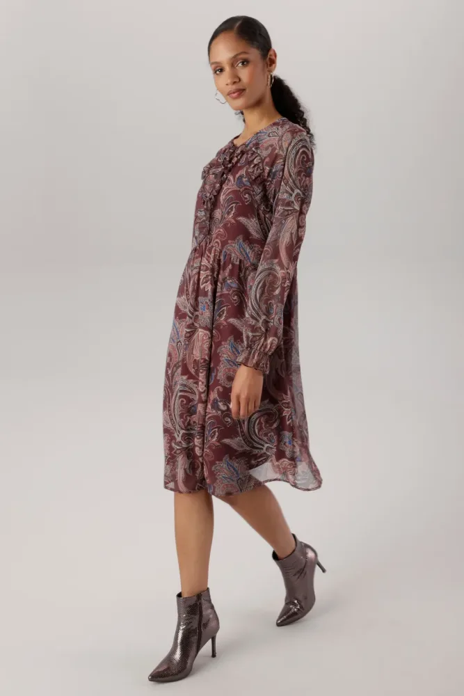 Aniston SELECTED Chiffonkleid mit Volants entlang des Ausschnitts und den Ärmeln - NEUE KOLLEKTION