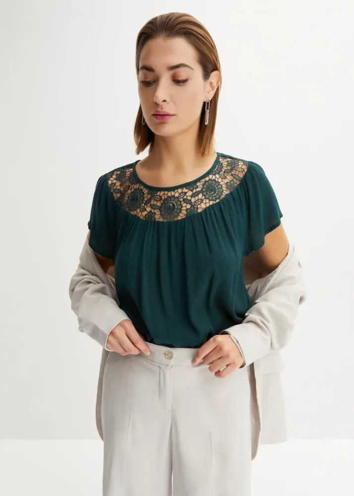 bonprix Bluse aus reiner Viskosegrün 36Damen