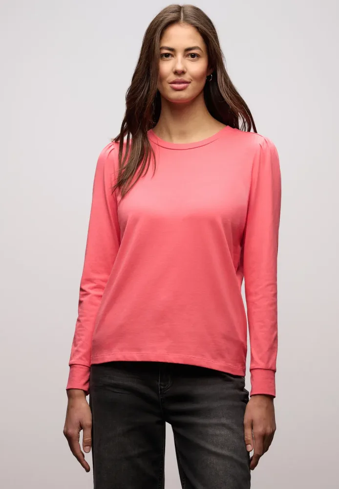 STREET ONE Langarmshirt mit Raffung an der Schulter