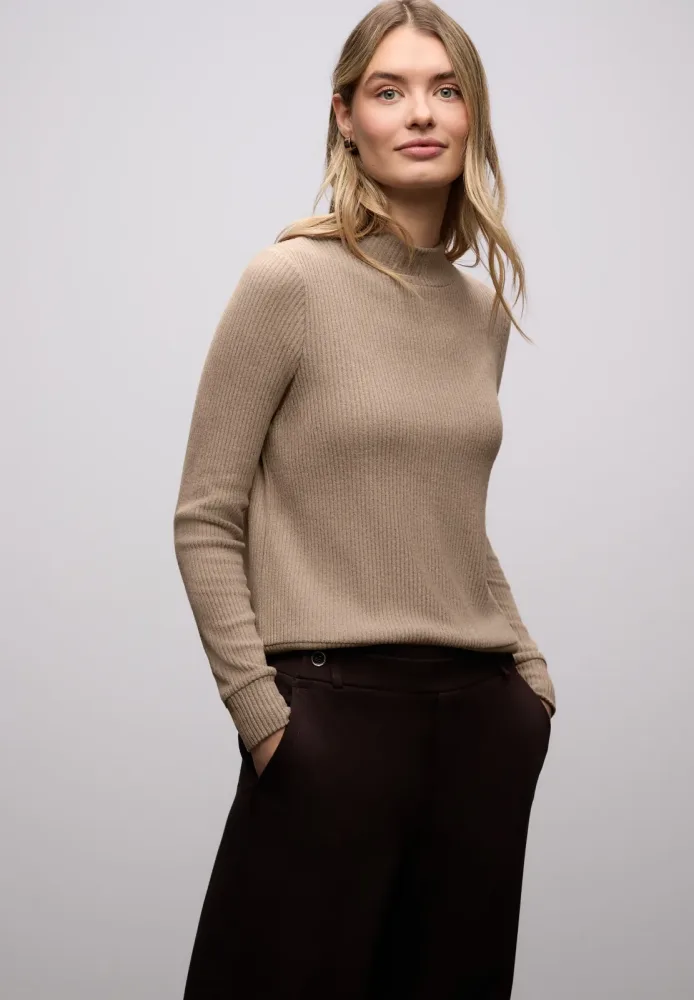 STREET ONE Langarmshirt in Ripp-Optik