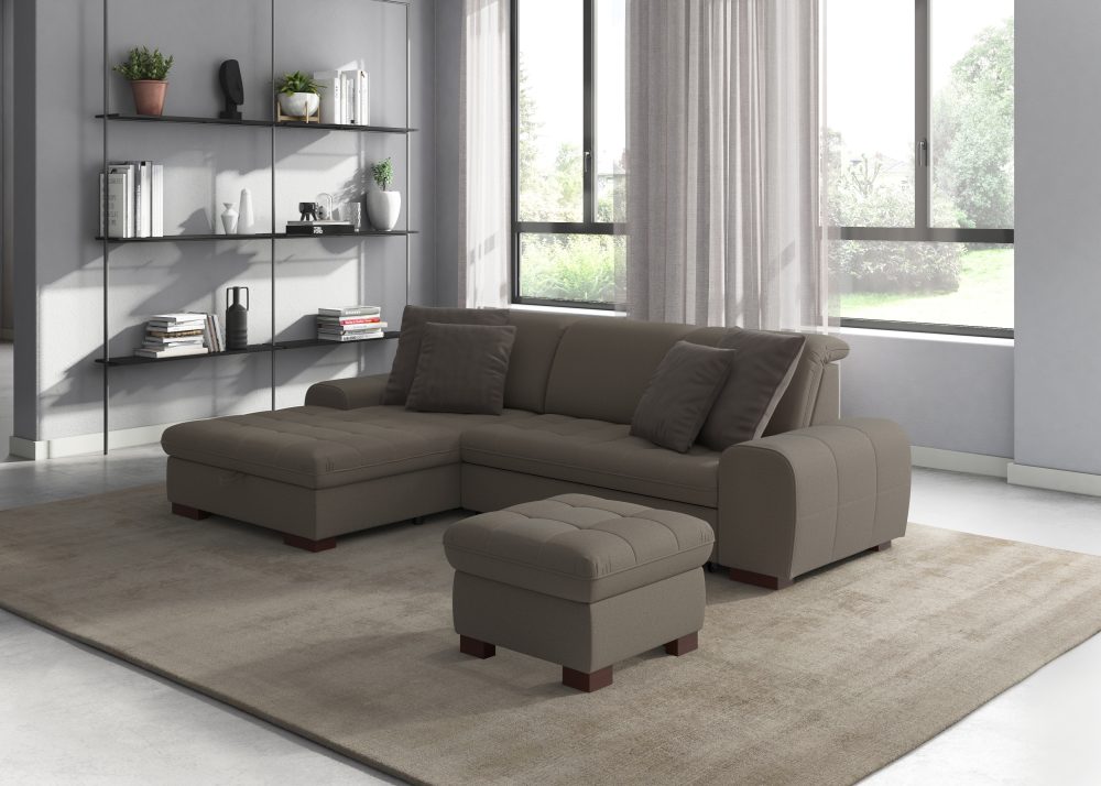 sit&more Ecksofa, wahlweise mit Bettfunktion, Bettkasten und Kopfteilverstellung, auch erhältlich in dem besonders leicht mit Wasser zu reinigendem 