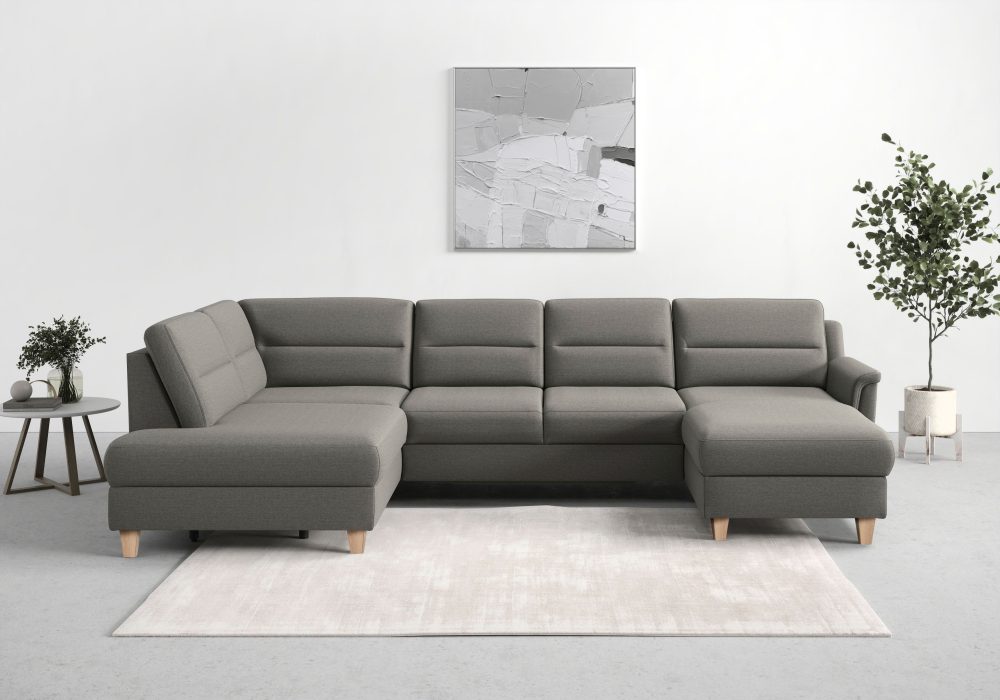 sit&more Wohnlandschaft »Farö«, inklusive Federkern, mit naturfarbenen Füssen, wahlweise mit Bettfunktion und Bettkasten