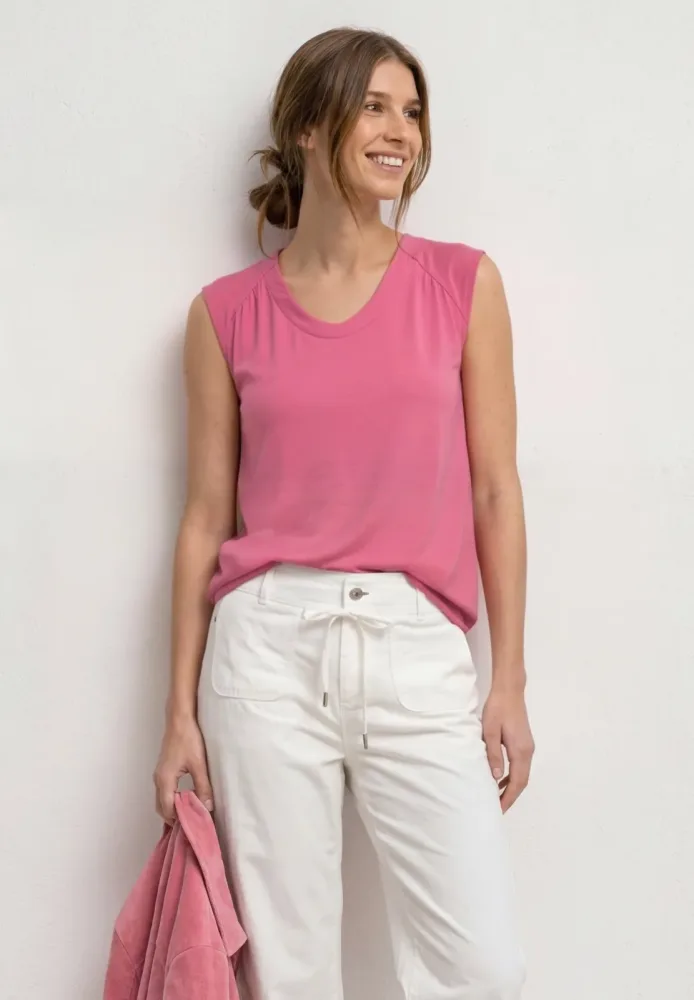 STREET ONE Shirttop Sommershirt mit Elastiksaum