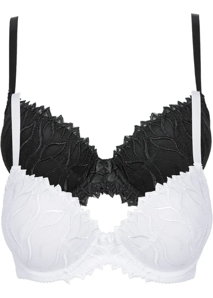 bonprix Schalen-BH mit zarter Stickerei (2er Pack)schwarz 100Damen