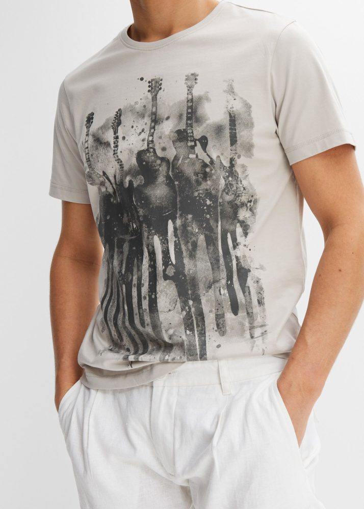bonprix T-Shirt Regular Fit, Kurzarm, mit Frontprint, aus Baumwolle