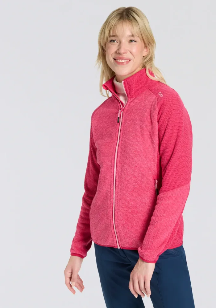 CMP Strickfleecejacke sportlicher Stil, mit Reissverschluss, atmungsaktiv, schnell trocknend