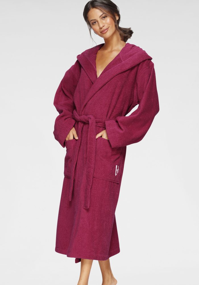 Bruno Banani Unisex-Bademantel »Robby«, (1 St.), Damen & Herren, lang, mit Taschen und Kapuze