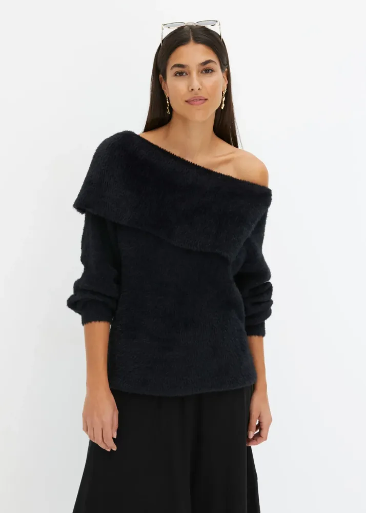 bonprix Strickpullover mit einseitigem Off‑Shoulder‑Ausschnitt, lässige Passform