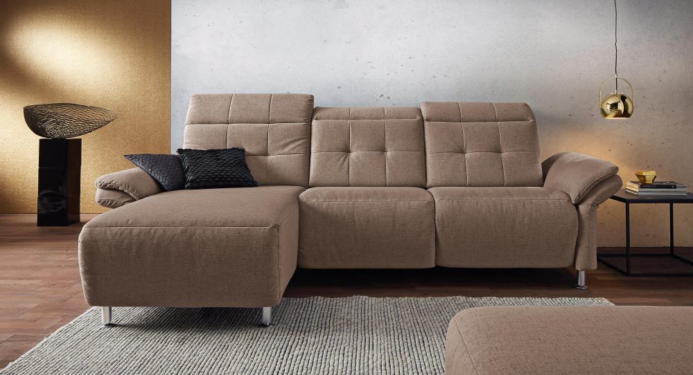 Places of Style Ecksofa »Manhattan«, 2 Sitze mit elektrischer Relaxfunktion, verstellbare Armlehnen