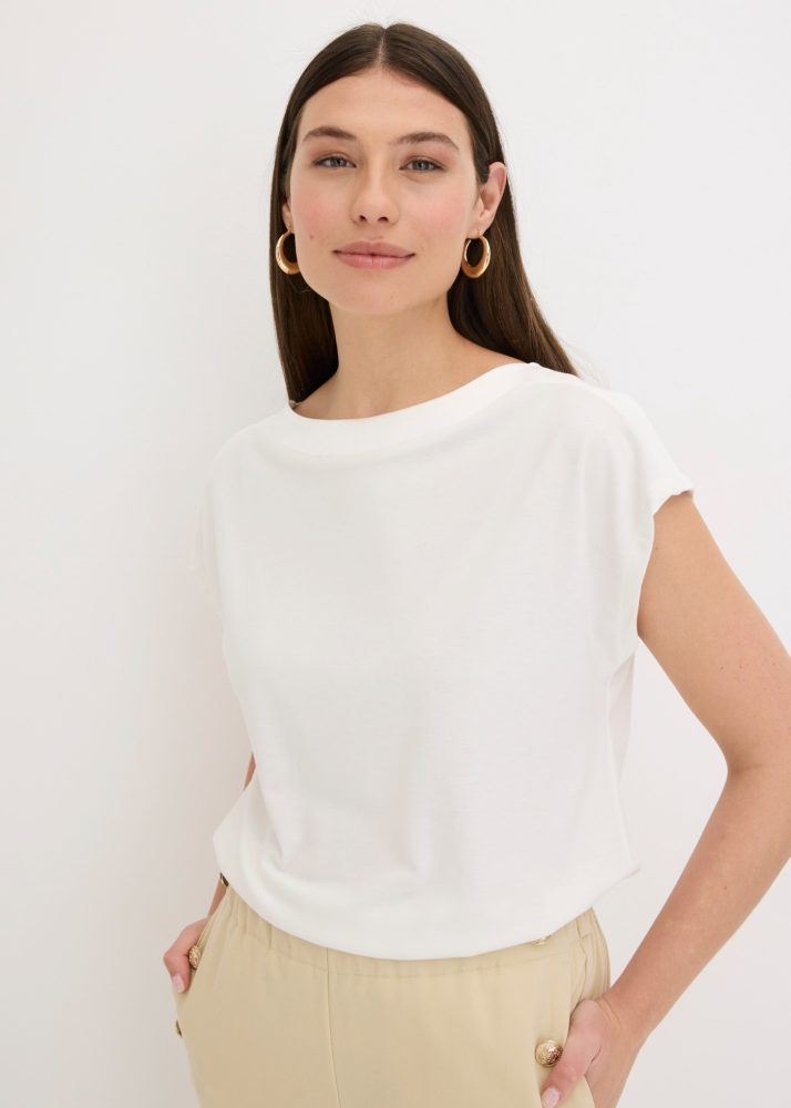 bonprix T-Shirt Oversize-Passform, Kurzarm-Design, mit Satinpasse