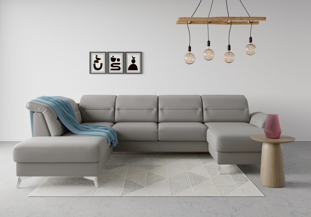 sit&more Wohnlandschaft »Sinatra«, optional mit Kopfteilverstellung und Armteilfunktion oder mit Kopfteilverstellung, Armteilfunktion, Bettfunktion und Stauraum, chromfarbene Metallfüsse