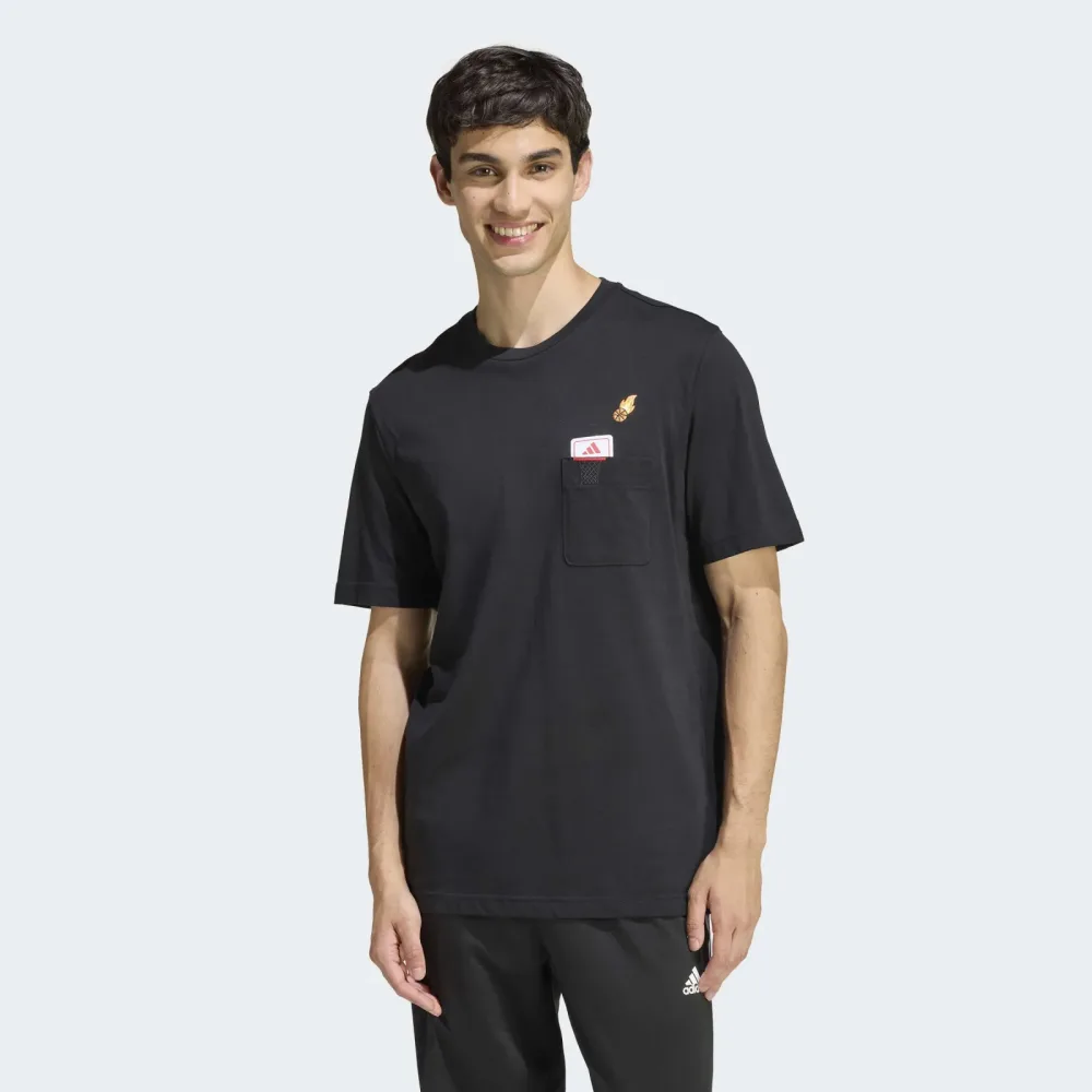 adidas - Mini Embroidery Basketball Graphic, für Herren, Schwarz, Größe M
