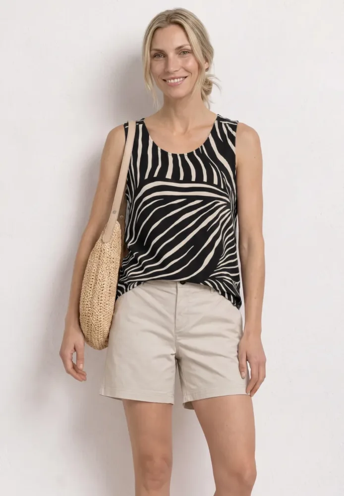STREET ONE Shirttop Sommertop bedruckt mit V-Neck und Elastiksaum