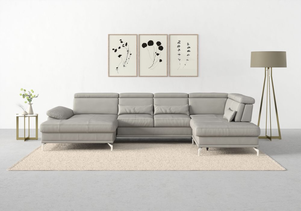sit&more Wohnlandschaft »Cabrio«, Sitztiefenverstellung und Federkern, jeweils inklusive 3 Nierenkissen