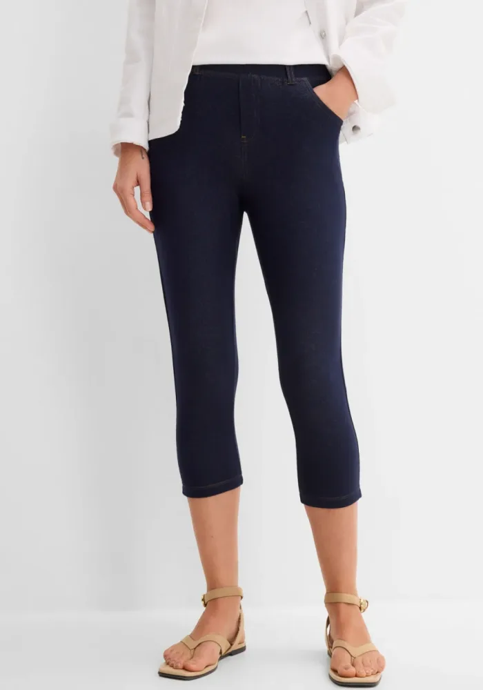 bonprix Capri-Leggings in Jeansoptikblau 48Damen