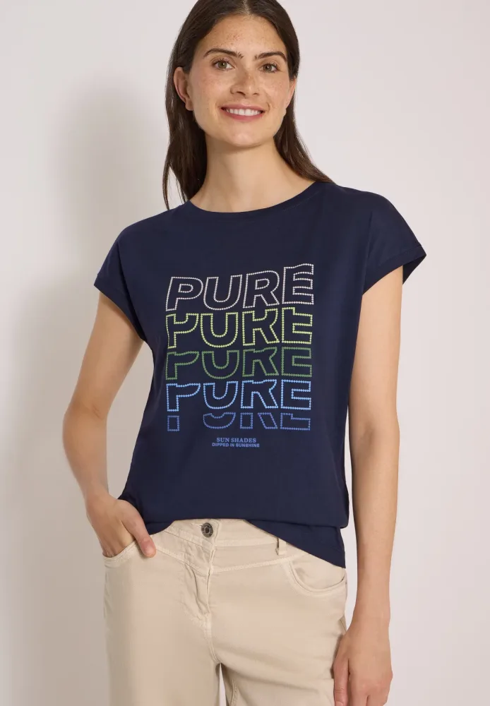 Cecil Kurzarmshirt Sommershirt mit Boat Neck und Frontprint