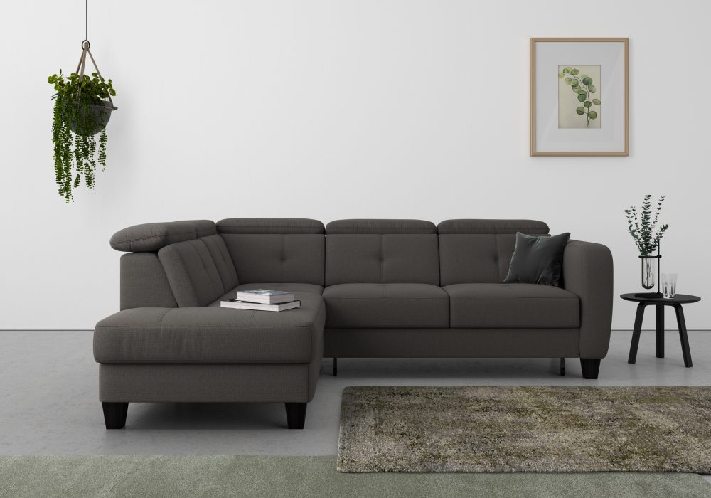 sit&more Ecksofa »Bellucci«, inklusive Kopfteilverstellung und Federkern, wahlweise mit Bettfunktion und Bettkasten
