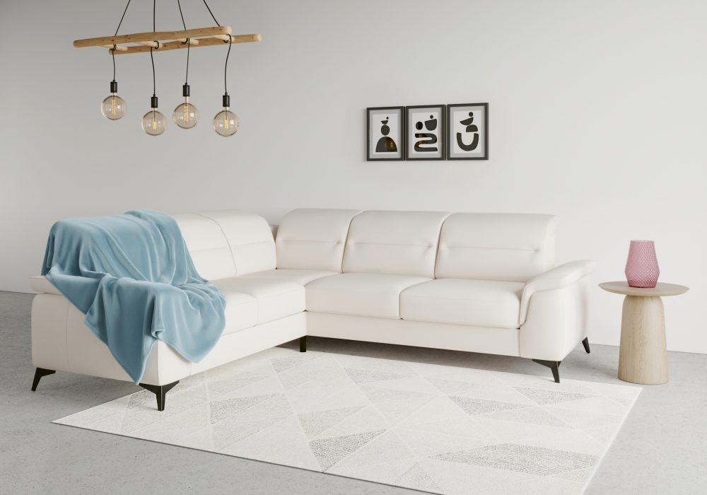 sit&more Ecksofa »Sinatra«, optinal mit Kopfteilverstellung und Armteilfunktion oder mit Kopfteilverstellung, Armteilfunktion, Bettfunktion und Schubkasten, langer Schenkel links oder rechts bestellbar, mattschwarze Metallfüsse