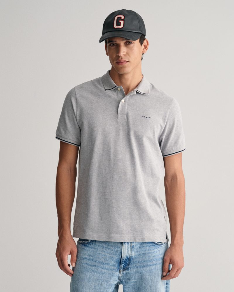 Gant - Poloshirt, kurzarm, für Herren, Grau Melange, Größe XL