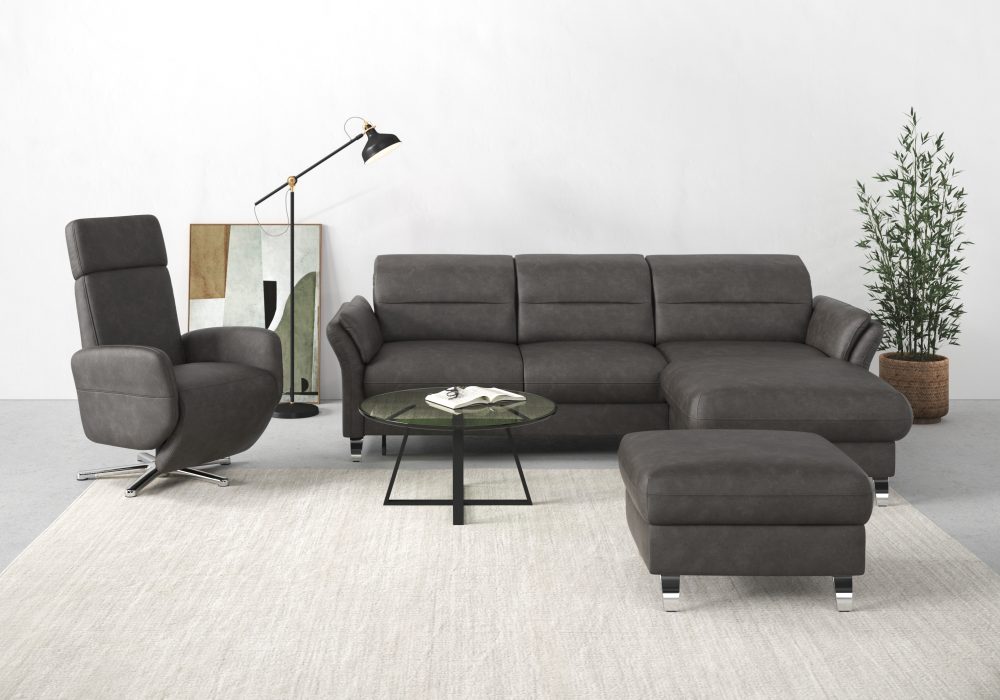 sit&more Ecksofa »Grenoble«, inklusive Federkern, wahlweise mit Bettfunktion, Bettkasten, Armteilverstellung und Kopfteilverstellung